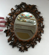 Load image into Gallery viewer, Antique 1880s BLACK FOREST WALL MIRROR Decorated with Oak Leaves and Acorns

