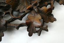 Load image into Gallery viewer, Antique 1880s BLACK FOREST WALL MIRROR Decorated with Oak Leaves and Acorns
