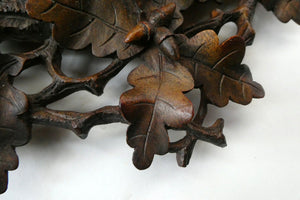 Antique 1880s BLACK FOREST WALL MIRROR Decorated with Oak Leaves and Acorns