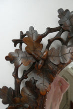 Load image into Gallery viewer, Antique 1880s BLACK FOREST WALL MIRROR Decorated with Oak Leaves and Acorns
