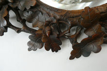 Load image into Gallery viewer, Antique 1880s BLACK FOREST WALL MIRROR Decorated with Oak Leaves and Acorns
