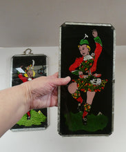 Load image into Gallery viewer, 1940s Pair of Vintage FOIL ART Pictures Featuring a Dancing Couple: A Scotsman and Girl
