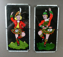 Load image into Gallery viewer, 1940s Pair of Vintage FOIL ART Pictures Featuring a Dancing Couple: A Scotsman and Girl
