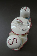 Load image into Gallery viewer, Fabulous 1950s Beswick CIRCUS PATTERN Ceramic Cruet Set and Stand
