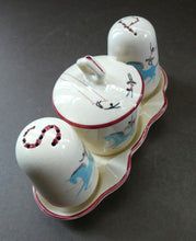 Load image into Gallery viewer, Fabulous 1950s Beswick CIRCUS PATTERN Ceramic Cruet Set and Stand
