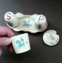 Load image into Gallery viewer, (B) Fabulous 1950s Beswick CIRCUS PATTERN Ceramic Cruet Set and Stand
