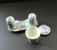 Load image into Gallery viewer, Fabulous 1950s Beswick CIRCUS PATTERN Ceramic Cruet Set and Stand
