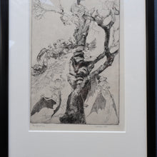 Load image into Gallery viewer, Strange 1930s Etching Featuring Winged Imps by Doris Boulton-Maude. Entitled "The Dead Tree.

