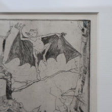 Load image into Gallery viewer, Strange 1930s Etching Featuring Winged Imps by Doris Boulton-Maude. Entitled "The Dead Tree.
