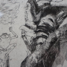 Load image into Gallery viewer, Strange 1930s Etching Featuring Winged Imps by Doris Boulton-Maude. Entitled "The Dead Tree.
