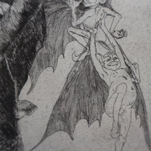 Load image into Gallery viewer, Strange 1930s Etching Featuring Winged Imps by Doris Boulton-Maude. Entitled "The Dead Tree.
