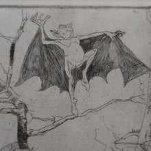Load image into Gallery viewer, Strange 1930s Etching Featuring Winged Imps by Doris Boulton-Maude. Entitled "The Dead Tree.
