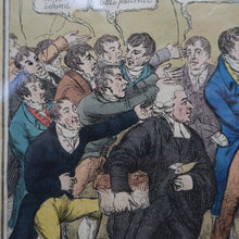 Load image into Gallery viewer, GEORGIAN PRINT. Satirical Print. Loaves and Fishes. Published 1827. Hand Coloured Etching. FRAMED
