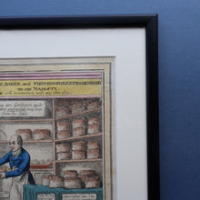 Load image into Gallery viewer, GEORGIAN PRINT. Satirical Print. Loaves and Fishes. Published 1827. Hand Coloured Etching. FRAMED
