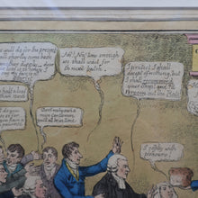 Load image into Gallery viewer, GEORGIAN PRINT. Satirical Print. Loaves and Fishes. Published 1827. Hand Coloured Etching. FRAMED
