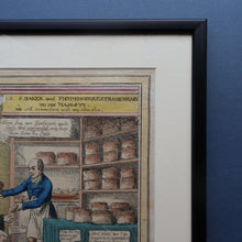 Load image into Gallery viewer, GEORGIAN PRINT. Satirical Print. Loaves and Fishes. Published 1827. Hand Coloured Etching. FRAMED
