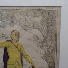 Load image into Gallery viewer, GEORGIAN PRINT. JAMES GILLRAY. Satirical Print. Malagrida &amp; Conspirators, Consulting The Ghost of Oliver Cromwell. Hand Coloured Etching, 1782. FRAMED
