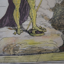 Load image into Gallery viewer, GEORGIAN PRINT. JAMES GILLRAY. Satirical Print. Malagrida &amp; Conspirators, Consulting The Ghost of Oliver Cromwell. Hand Coloured Etching, 1782. FRAMED
