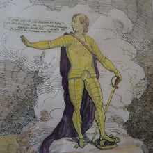 Load image into Gallery viewer, GEORGIAN PRINT. JAMES GILLRAY. Satirical Print. Malagrida &amp; Conspirators, Consulting The Ghost of Oliver Cromwell. Hand Coloured Etching, 1782. FRAMED
