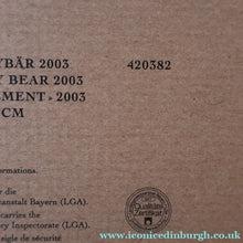 Load image into Gallery viewer, SCOTTISH BEAR. Delightful 2003 Vintage STEIFF BEAR. Limited Edition Small Black Bear Wearing White Felt JENNERS Waistcoat
