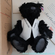 Load image into Gallery viewer, SCOTTISH BEAR. Delightful 2003 Vintage STEIFF BEAR. Limited Edition Small Black Bear Wearing White Felt JENNERS Waistcoat
