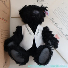 Load image into Gallery viewer, SCOTTISH BEAR. Delightful 2003 Vintage STEIFF BEAR. Limited Edition Small Black Bear Wearing White Felt JENNERS Waistcoat
