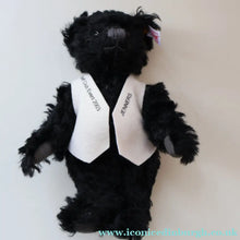 Load image into Gallery viewer, SCOTTISH BEAR. Delightful 2003 Vintage STEIFF BEAR. Limited Edition Small Black Bear Wearing White Felt JENNERS Waistcoat
