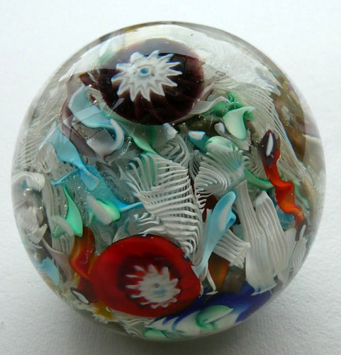 Vintage 1960s FRATELLO TOSO Paperweight; Large Millefiori Canes and Scambled Latticino Canes