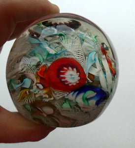 Vintage 1960s FRATELLO TOSO Paperweight; Large Millefiori Canes and Scambled Latticino Canes