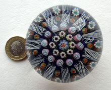 Load image into Gallery viewer, Vintage Scottish Strathearn Paperweight. 12 Half Spokes &amp; Millefiori Canes
