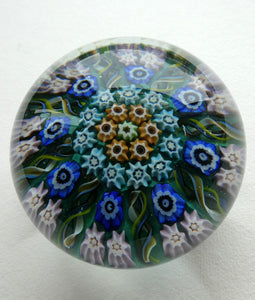 1950s Scottish VASART Glass Paperweight with Millefiori Rosette