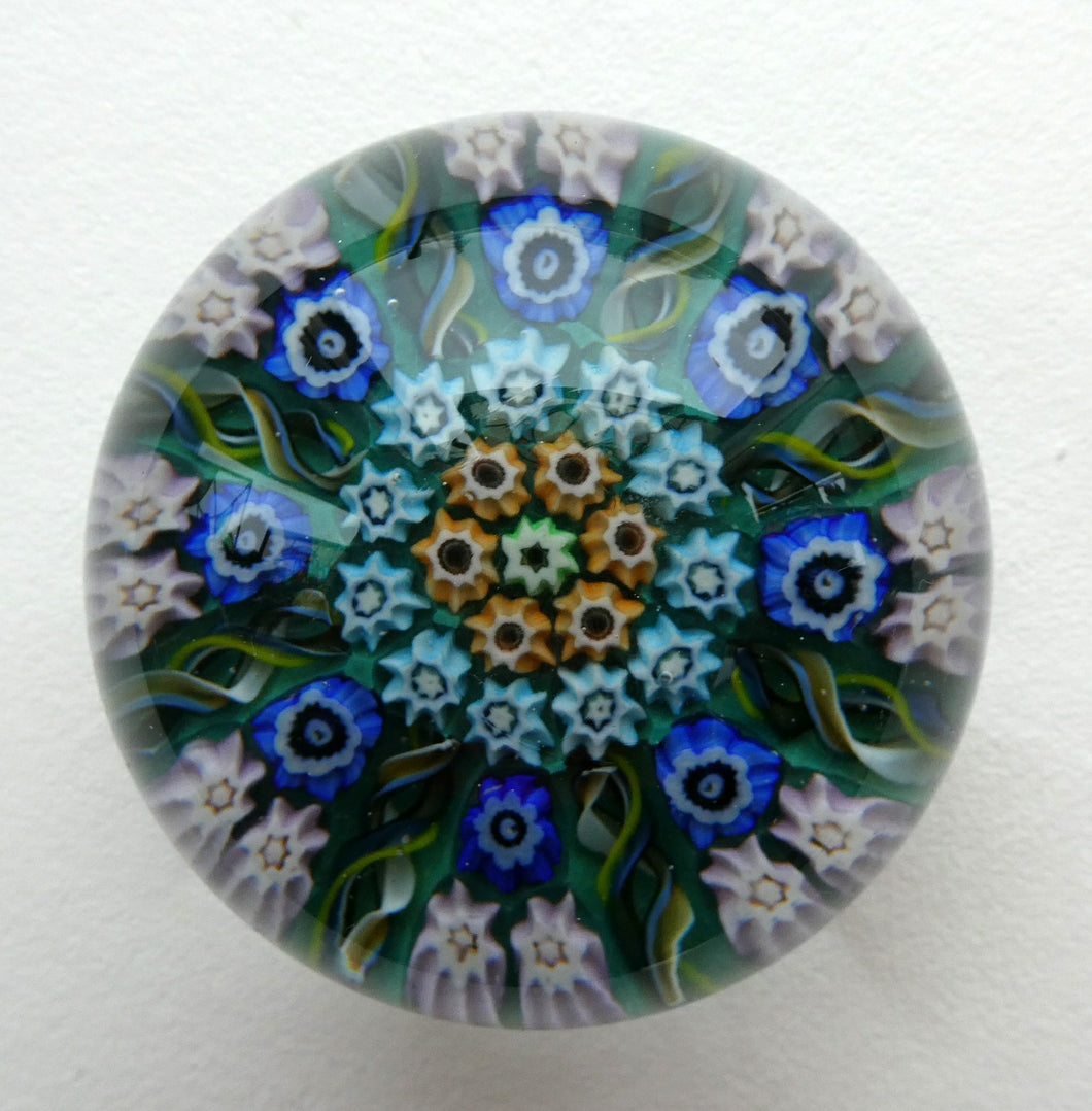 1950s Scottish VASART Glass Paperweight with Millefiori Rosette