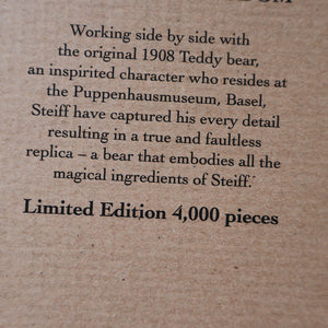 BOXED: Vintage 2002 STEIFF BEAR. Large Classic LIMITED EDITION British Collector's Bear (660726)