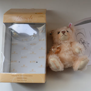 BOXED: Highly Collectable "Jewels" Vintage 2007 SWAROVSKI STEIFF BEAR with Christmas Crystal Heart Pendant (669873)