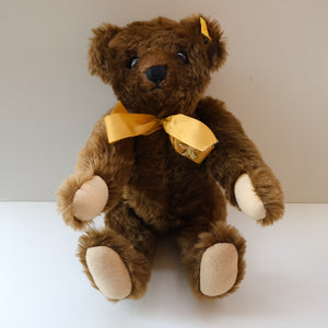 Vintage STEIFF BEAR. Classic 1909 Brown Bear with Large Yellow Satin Ribbon