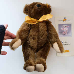 Vintage STEIFF BEAR. Classic 1909 Brown Bear with Large Yellow Satin Ribbon