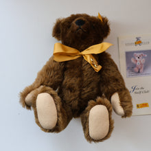 Load image into Gallery viewer, Vintage STEIFF BEAR. Classic 1909 Brown Bear with Large Yellow Satin Ribbon
