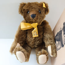 Load image into Gallery viewer, Vintage STEIFF BEAR. Classic 1909 Brown Bear with Large Yellow Satin Ribbon
