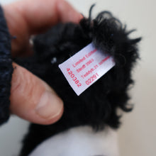 Load image into Gallery viewer, SCOTTISH BEAR. Delightful 2003 Vintage STEIFF BEAR. Limited Edition Small Black Bear Wearing White Felt JENNERS Waistcoat
