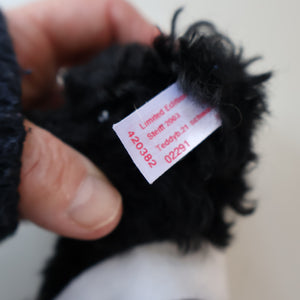 SCOTTISH BEAR. Delightful 2003 Vintage STEIFF BEAR. Limited Edition Small Black Bear Wearing White Felt JENNERS Waistcoat
