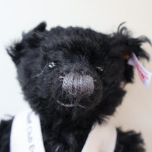 Load image into Gallery viewer, SCOTTISH BEAR. Delightful 2003 Vintage STEIFF BEAR. Limited Edition Small Black Bear Wearing White Felt JENNERS Waistcoat
