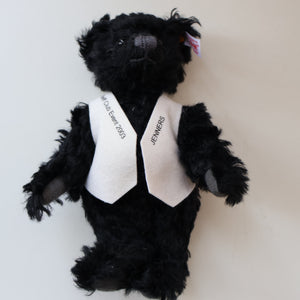SCOTTISH BEAR. Delightful 2003 Vintage STEIFF BEAR. Limited Edition Small Black Bear Wearing White Felt JENNERS Waistcoat