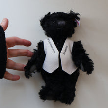 Load image into Gallery viewer, SCOTTISH BEAR. Delightful 2003 Vintage STEIFF BEAR. Limited Edition Small Black Bear Wearing White Felt JENNERS Waistcoat

