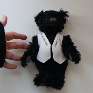 SCOTTISH BEAR. Delightful 2003 Vintage STEIFF BEAR. Limited Edition Small Black Bear Wearing White Felt JENNERS Waistcoat