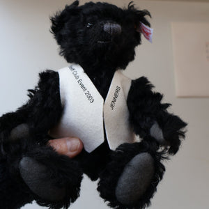 SCOTTISH BEAR. Delightful 2003 Vintage STEIFF BEAR. Limited Edition Small Black Bear Wearing White Felt JENNERS Waistcoat