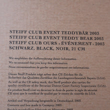Load image into Gallery viewer, SCOTTISH BEAR. Delightful 2003 Vintage STEIFF BEAR. Limited Edition Small Black Bear Wearing White Felt JENNERS Waistcoat
