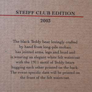 SCOTTISH BEAR. Delightful 2003 Vintage STEIFF BEAR. Limited Edition Small Black Bear Wearing White Felt JENNERS Waistcoat