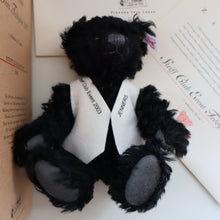 Load image into Gallery viewer, SCOTTISH BEAR. Delightful 2003 Vintage STEIFF BEAR. Limited Edition Small Black Bear Wearing White Felt JENNERS Waistcoat
