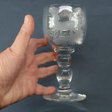 Load image into Gallery viewer, 1980s SCOTTISH STUDIO GLASS. Large Wine Glass with Engraved Deer Design by Norman Orr  (1924 - 1993)
