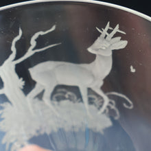 Load image into Gallery viewer, 1980s SCOTTISH STUDIO GLASS. Large Wine Glass with Engraved Deer Design by Norman Orr  (1924 - 1993)
